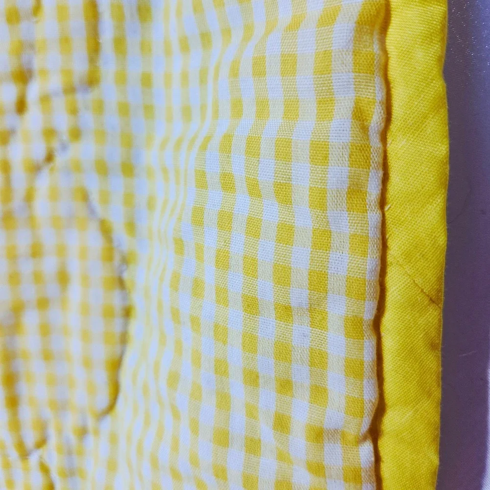 Vintage Thats Our Baby‎ Quilt Blanket Gingham Animal Patchwork Yellow Blue Retro